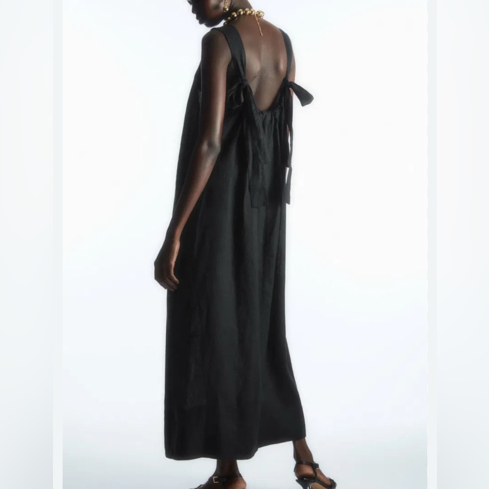 COS gathered linen maxi dress